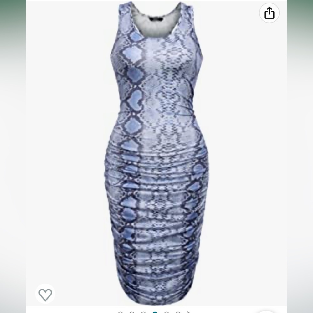 Ruched bodycon dress, sleeveless snakeskin print! NWOT!